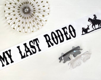 Last Rodeo Party Sash | Cowgirl Bride to Be Sash. Cowgirl Bachelorette Sash! Bride's Last Ride! Nashville Austin sash! Glitter Satin Sash.