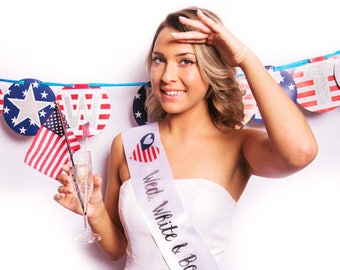 Nautical Maternity Sash Patriotic Belly Bump American Flag Sash