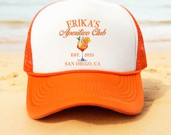Spritz theme Hats | Custom Bachelorette Trucker Hats | Italian Summer party favors