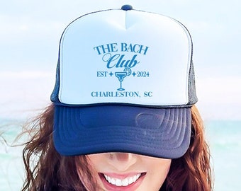 Bach Club Party Hat | Beach Bachelorette Trucker Hats | Last toast on the coast theme Hat | Social Club Bachelorette party favors \