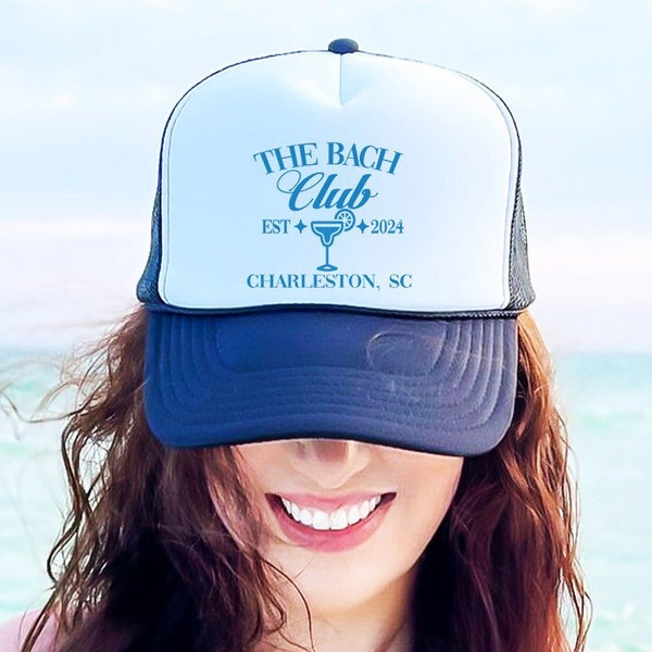 Bach Club Party Hat | Beach Bachelorette Trucker Hats | Last toast on the coast theme Hat | Social Club Bachelorette party favors \