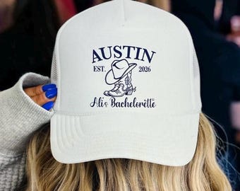 Cowgirl Trucker Hats | Custom Nashville Bachelorette party Hats, Austin