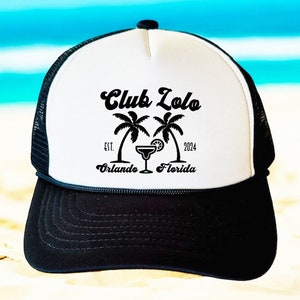 Beach Club Trucker Hats | beach Birthday Hat | Beach Bachelorette or Birthday party favors | Coastal Party hats | Beach Club