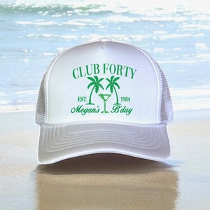 Social Club Trucker Hats | beach Birthday Hat | Beach Bachelorette or Birthday party favors | Jamaica, Punta Cana | Palm Springs