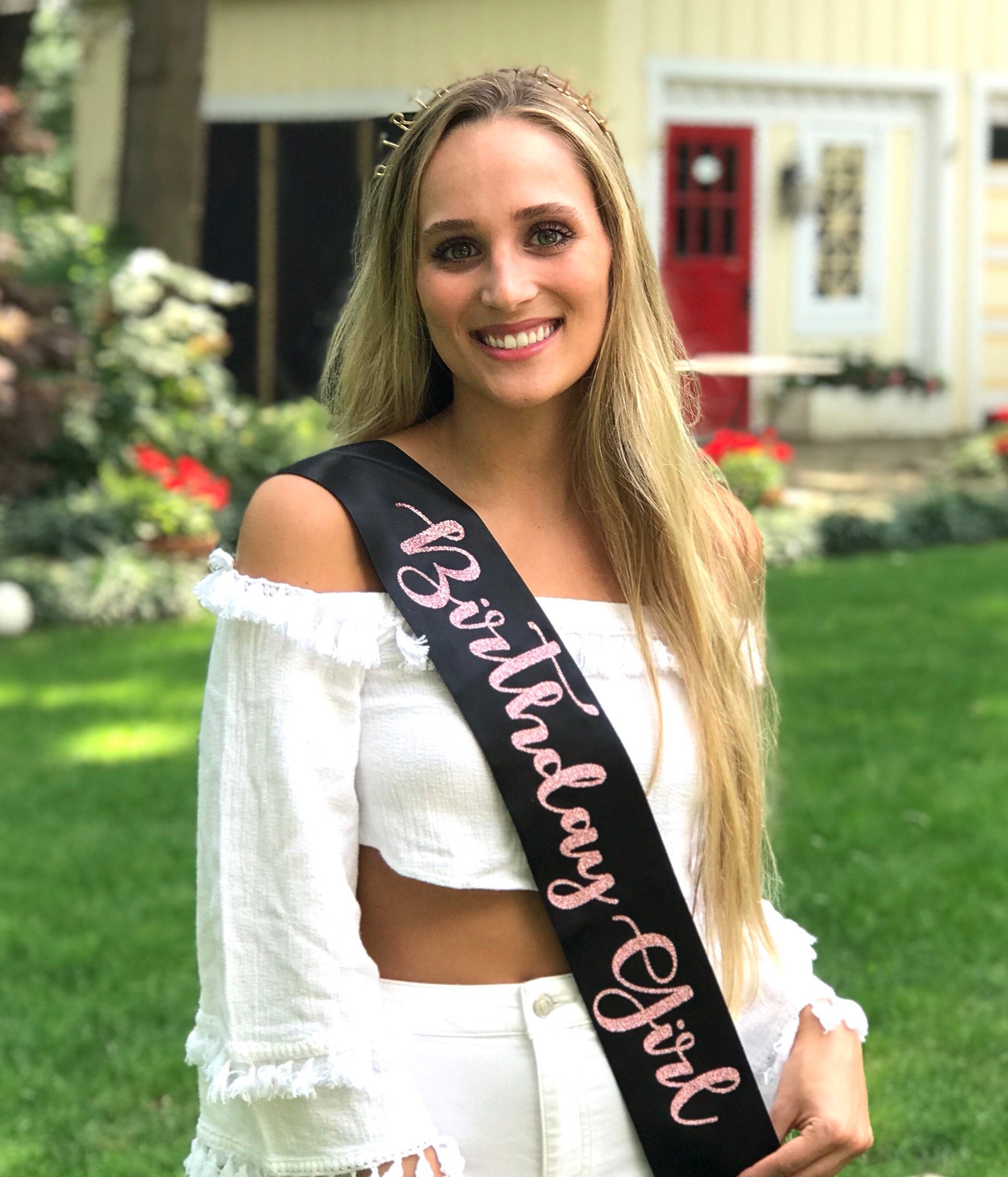Glitter Party Accessories Birthday Girl Sash Pink & Green Glitter — free download