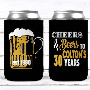 Beers and Cheers Party favors. 21 30 40 50 Beer Birthday Favors! Bachelor Party Gifts. Cheers and Beers Party favors. Groomsman Can Cooler