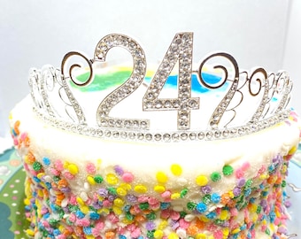24th Birthday tiara, Birthday Headband, 24 Birthday Party Tiara, 24 Birthday Crown, 24th Birthday Party Decoration, 24 birthday gift!
