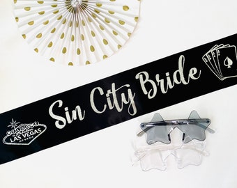 Vegas Bride Sash. 4" Vegas Bachelorette Wedding or Birthday! Vegas Bride to be Satin Sash. Vegas Before Vows!