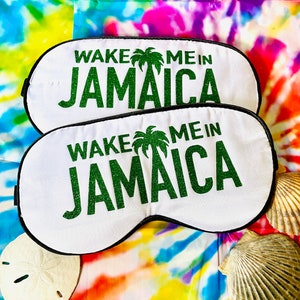 Glitter Jamaica Sleep Mask! Jamaica Bachelorette or Birthday party FAVORS. Jamaica hangover bags! Jamaica Birthday favors! Jamaica Swag Bag!
