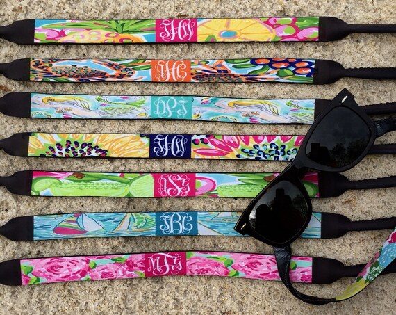 Beach Neoprene Sunglass Strap. Personalized Colorful Preppy Glasses retainers. A must have for a day on the water