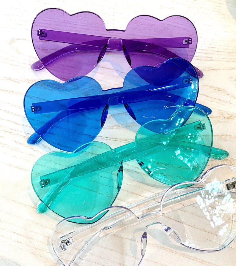 Heart Sunglasses Rimless Heart Glasses 16th 21st 30th 40 Birthday Party Favors 90s theme Beach Bachelorette Party Sunglasses image 5