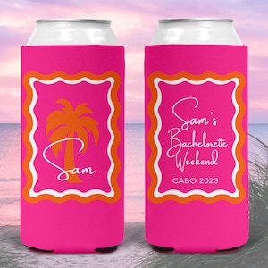 Wavy Border Party Favors. Orange & Pink Bachelorette or Birthday Party. Pink and Orange Bachelorette. Tequila Sunrise Girls weekend Favors.