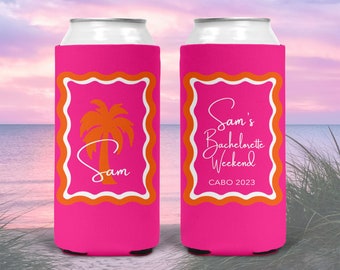 Wavy Border Party Favors. Orange & Pink Bachelorette or Birthday Party. Pink and Orange Bachelorette. Tequila Sunrise Girls weekend Favors.