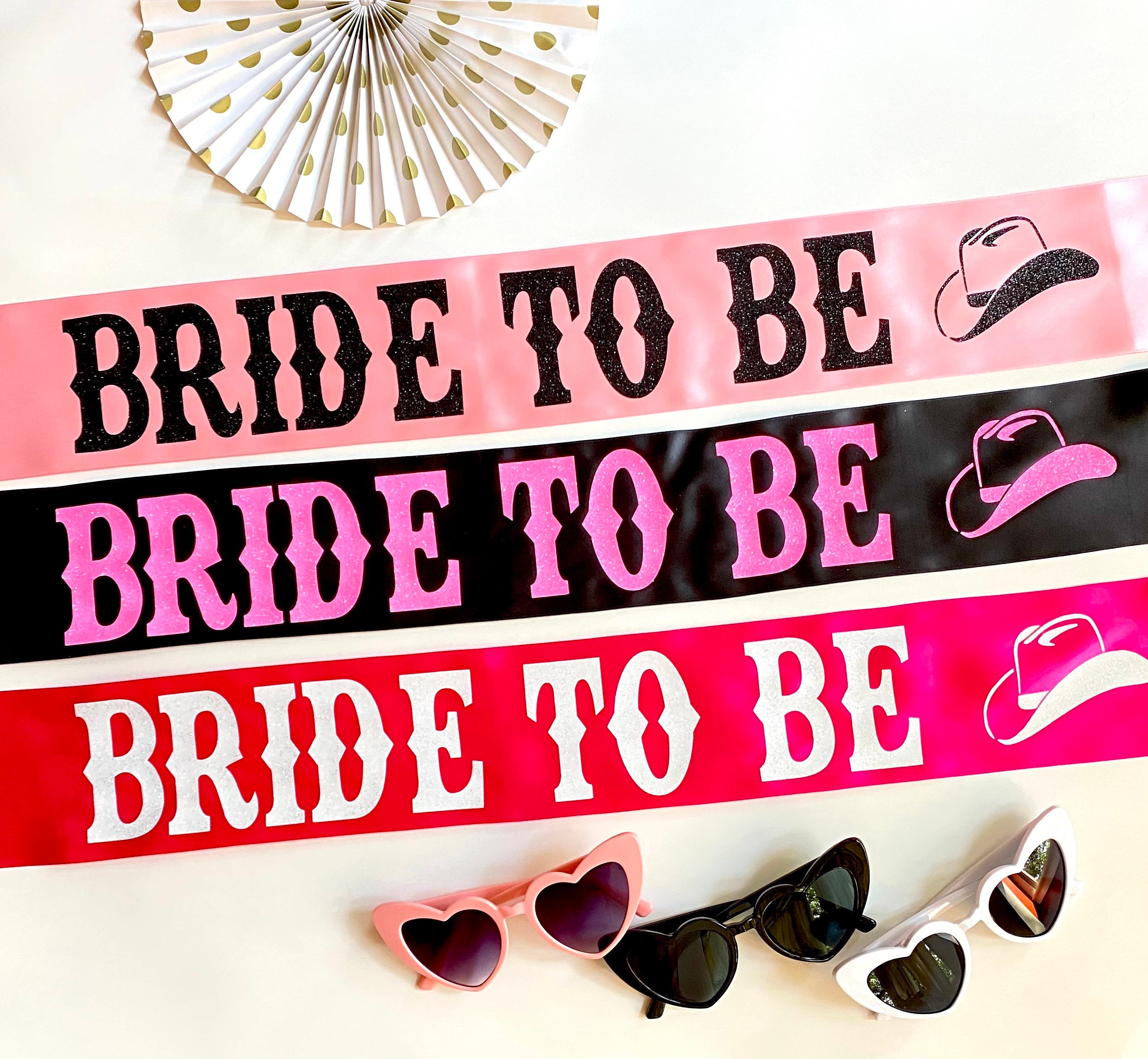 Bride to Be 4" Glitter vinyl Satin Sash. Cowgirl Bride to Be Sash. Disco Cowgirl Sash! Western Bachelorette Sash! Nashville Austin sash!