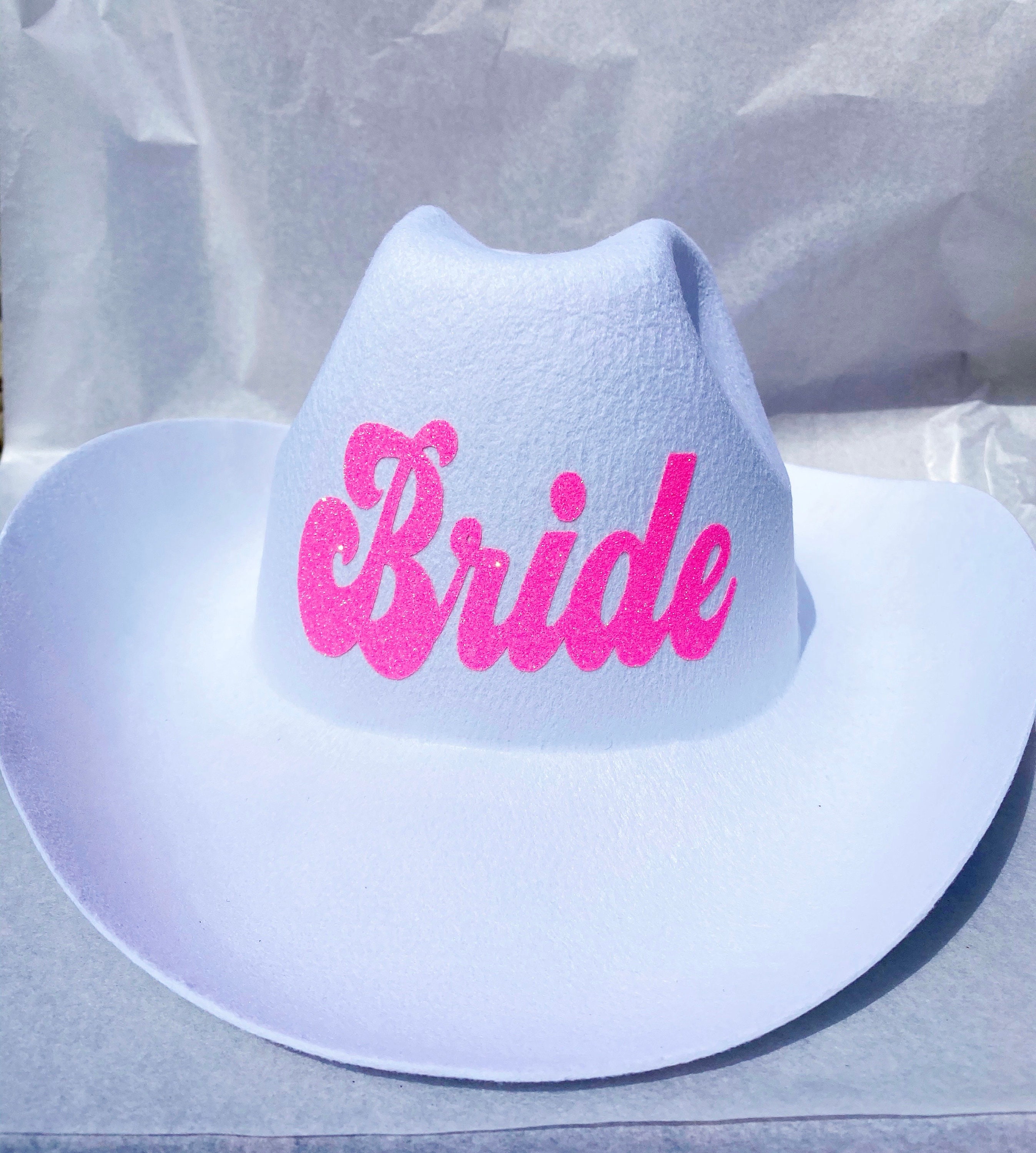 7868 Cowgirl Hats Party Pack | Bride White Cowboy Hat And Pink Bachelorette Pink and White Cowgirl Hats | Cowgirl Bachelorette Gifts  main image 3