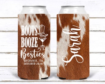 Boots Booze Cowhide Bachelorette or Birthday party. Personalized Austin or Nashville Party. Custom Colorado Western Wedding Favors.