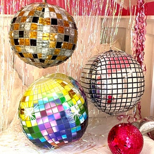 Disco Ball Balloons  | Disco Bachelorette Party Decoration | 22&quot; Disco Birthday Balloons | Disco Party Decor | Disco Cowgirl Balloon