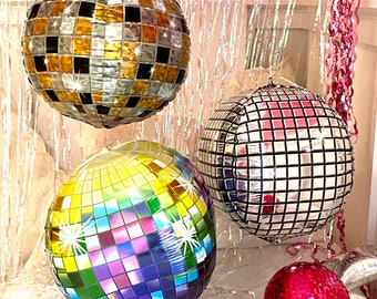 Disco Ball Balloons | Retro Bachelorette Party Decoration | 22" Disco Birthday |