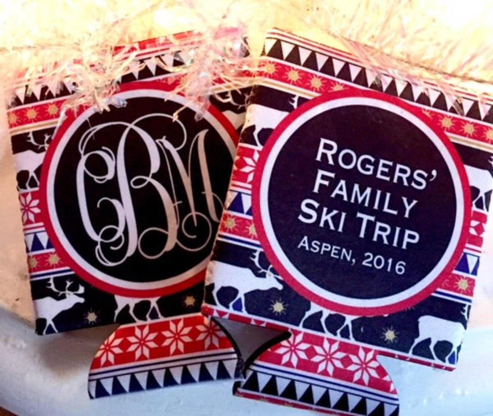 Nordic Ski Party Huggers. Personalized Ski Vacation Favors. Etsy France