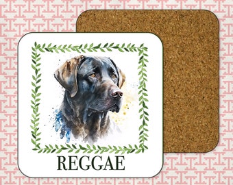 Black Lab Coasters. Custom Lab Gift! Personalized Labrador Retriever gifts!