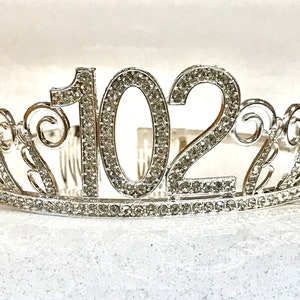 May include: Silver tiara with rhinestones, featuring the number 1022.
