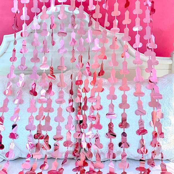 Penis Foil Curtain. Bachelorette Penis Streamers, Same Penis Forever Backdrop, Photo Booth Props, Bach Party Decor