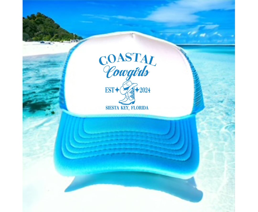 6 Coastal Cowgirl Trucker Hats Beach Bachelorette Party Favors Beach Bachelorette Trucker Hats, Costal Bachelorette Party  main image 2