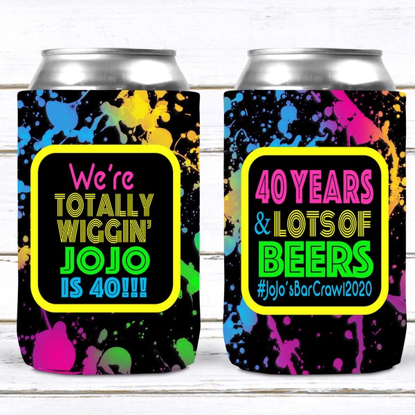 80's Theme Party Huggers. Neon 80's Birthday or Bachelorette Huggers. Retro Birthday Coolies. 80's Prom Party favors!