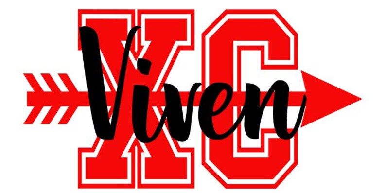 May include: A graphic design featuring the word "Vixen" in black script over a red "XC" logo with a white outline. The "XC" is stylized with an arrow and a collegiate font, set against a white background.