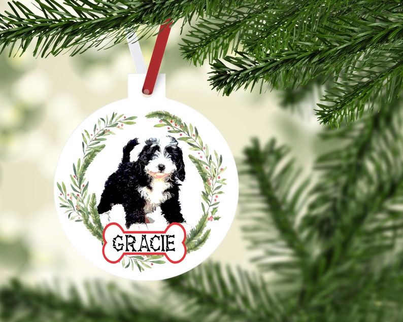 Personalized Bernedoodle Ornament Custom Black and White Bernedoodle Gift Black and White Bernedoodle Mom gift! Bernedoodle Ornaments