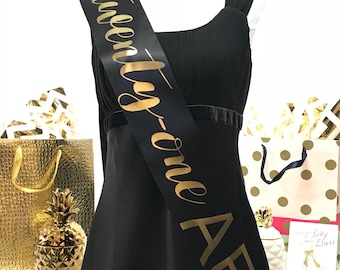 AF Birthday 4" Satin Sash. 21st Birthday Sash. Birthday Girl Satin Sash. 30, 40, 50, 60 Birthday Gift. Double Faced Premium Satin Sa