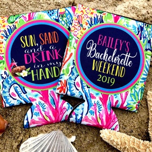 Tropical Sea Huggers. Tropical Bachelorette or Birthday Favors. Custom Beach Party Favors. Charleston, Miami, Cabo, Hawaii! Girls Weekend!