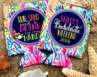 Tropical Sea Huggers. Tropical Bachelorette or Birthday Favors. Custom Beach Party Favors. Charleston, Miami, Cabo, Hawaii! Girls Weekend!