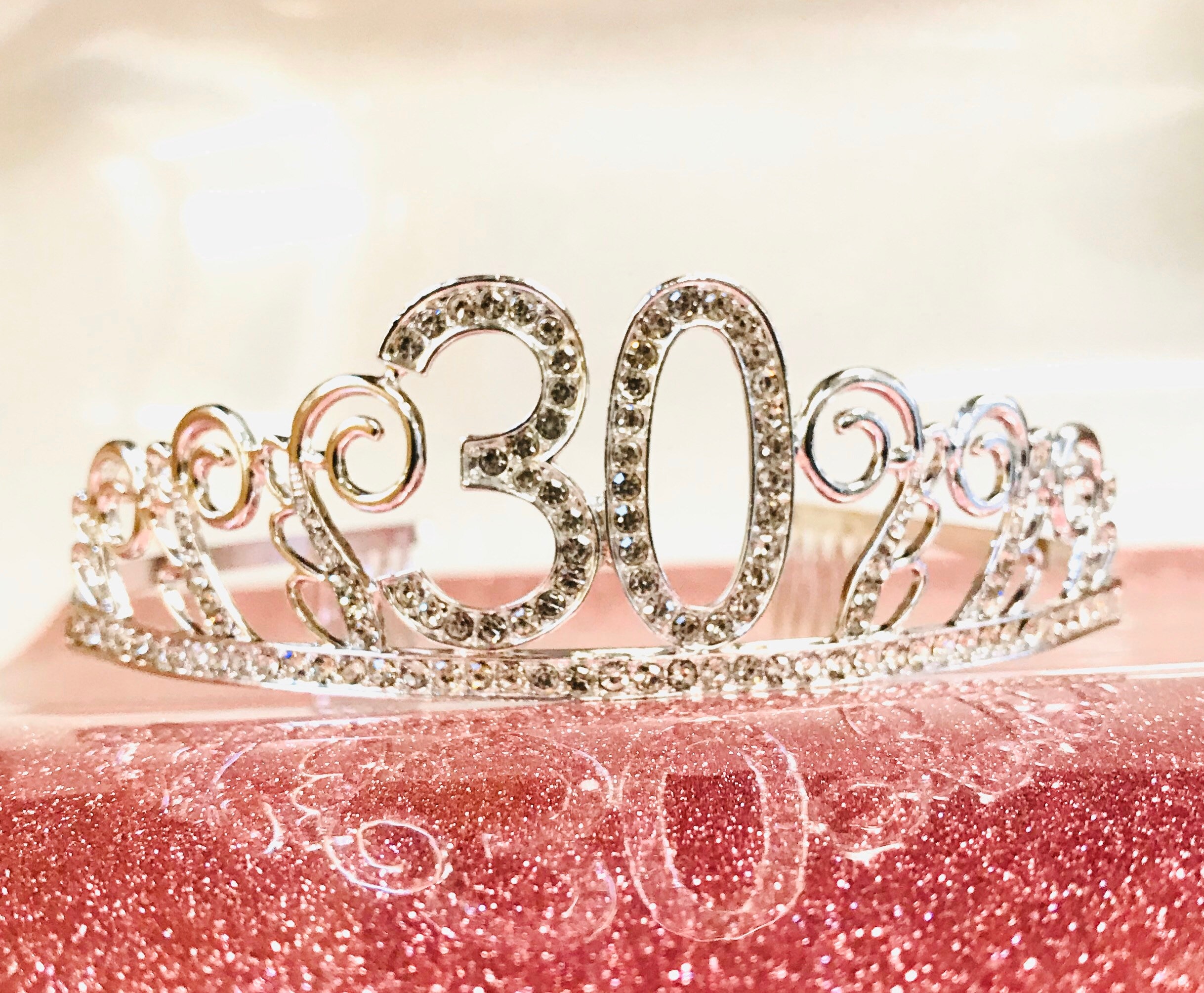 30 anni fascia compleanno per regalo festa 30 anni la decorazione dei Amycute 30 anni compleanno Crown Tiara di Cristallo 