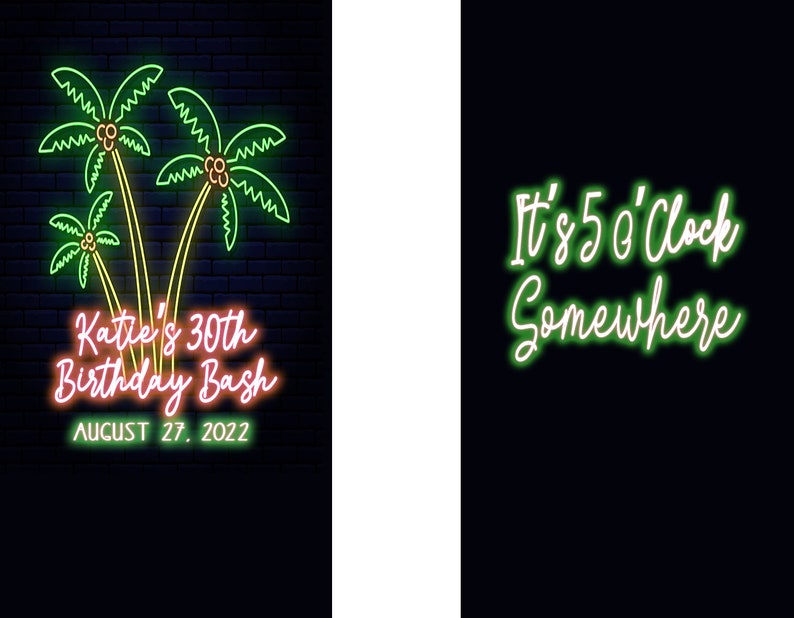 Neon Beach Theme Favors. Tropical Bachelorette or Birthday Favors. Personalized Beach Bachelorette. Neon Beach Birthday Slim Can Favors bild 3