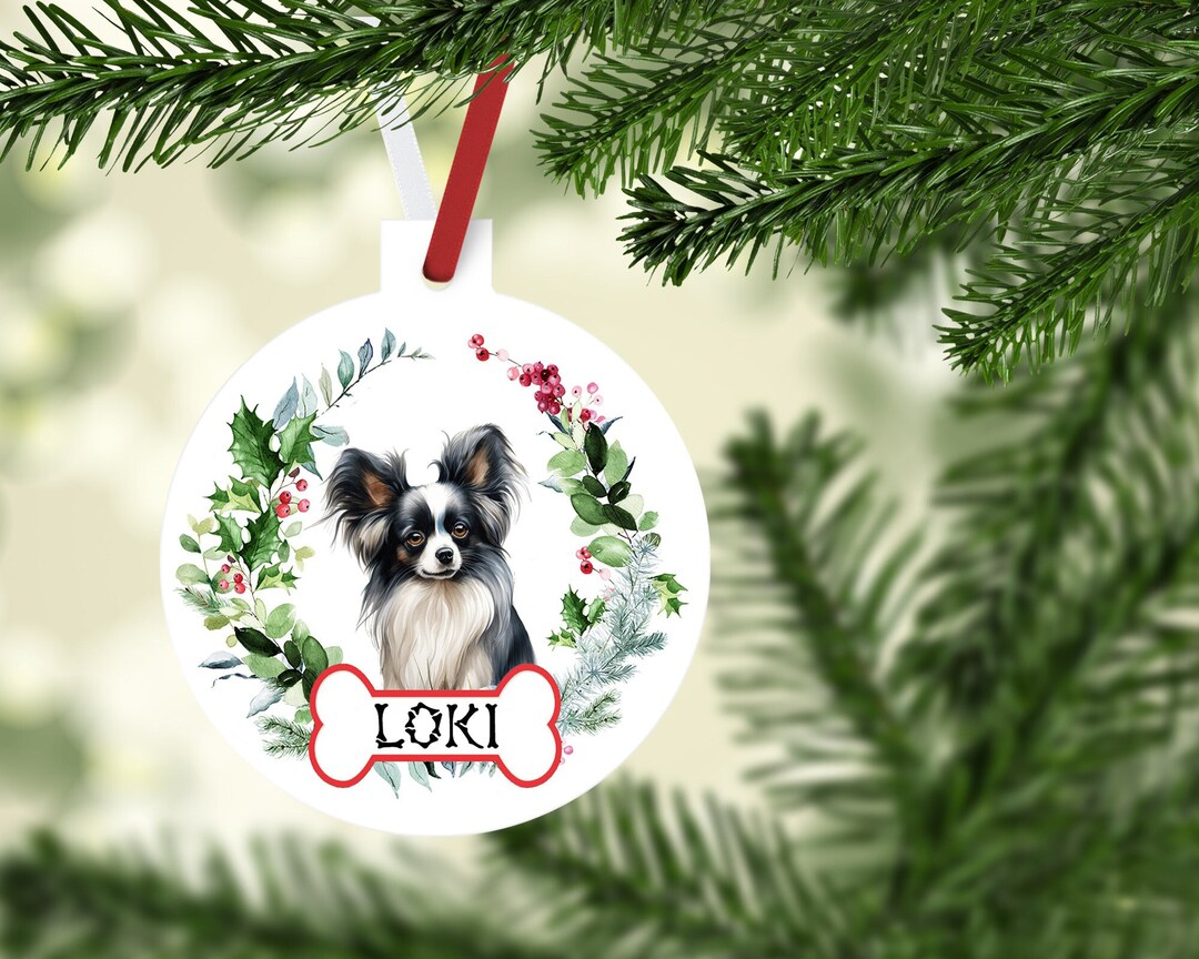 Papillon Ornaments. Personalized Papillon Ornament. Papillon Christmas