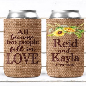 Sunflower Burlap Party Huggers. Burlap Bachelorette or Birthday Favors. Burlap Flower Huggers. Floral Wedding Shower Huggers!