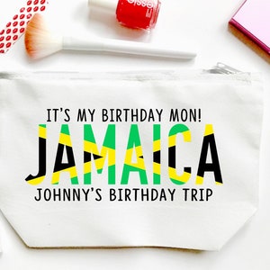 Jamaica Make Up bag. Great Jamaican Bachelorette or Girls Weekend Favors. Personalized Jamaica Vacation favor bags! Jamaica Party favors!