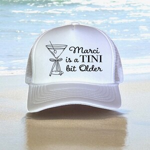 Martini Trucker Hats | Tini Bit Older theme Hat | Social Club Bachelorette party favors \ Bach Club Party Hat |