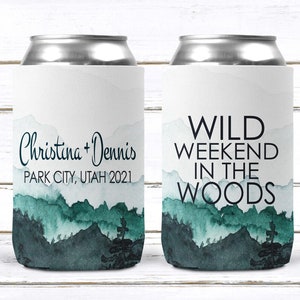 Mountain Party Can Huggers. Mountain Bachelor or Birthday Favors.Asheville Bachelorette Favors. Camping Bachelorette Party! Mountain Wedding