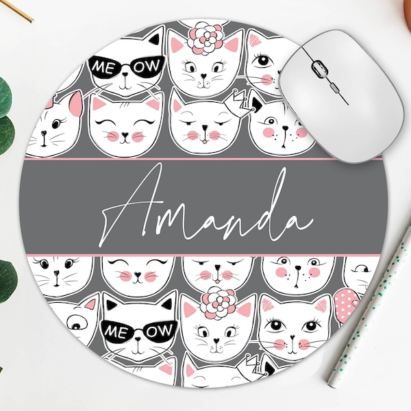Cat Theme Mouse Pad. Custom Cat lover gift. Personalized Cat Desk accessory! Teacher Gift! Cat gift for mom, sister, daughter! Cat Present!