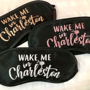 Charleston Sleep Mask! Charleston Bachelorette or Birthday party FAVORS. Charleston hangover bags! Charleston Birthday favors.