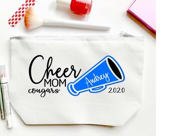 Cheer Mom Personalized Make Up bag. Custom Cheer Mom bag. Personalized Cheer Make up Bag. Personalized Cheer Team Gift! Cheerleading Gift.