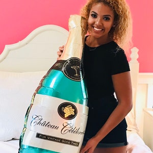 Champagne Balloon | Bachelorette Party Decoration | Bachelorette Balloon | 21st Birthday Balloon | 37&quot; Large Foil Birthday Party Balloon