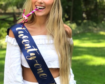 21st Birthday 4" Satin Sash. Birthday Girl Party Sash. 21 AF Sash. 21st Birthday Satin Sash. 21st Birthday Gift.