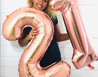 21 Birthday Balloon | Birthday Party Decoration | 21st Birthday Balloons | Large 34&quot; Foil Birthday Party Balloon | Number Party Balloons