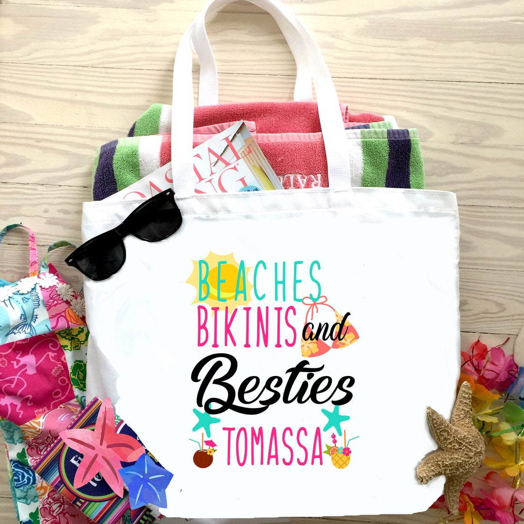 Beach Besties Beach Tote Bag. Beach Bachelorette or Birthday Tote Bag
