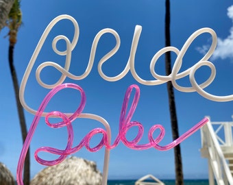 Bachelorette Party Gifts / Bachelorette Veil | Bachelorette Party XL White Bride Straw | Babe Straws | Bride to Be Bachelorette Party Straw