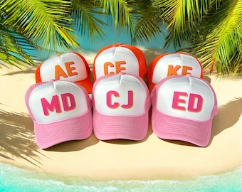 Shadow monogram hat | coastal Bachelorette Trucker Hats | Custom Beach Birthday party favors