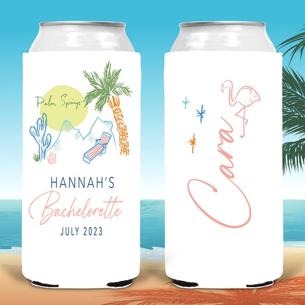 Palm Springs Party Favors. Personalized Palm Springs Bachelorette Party Favors. Palm Springs Birthday or Girls Weekend!Palm Springs slim can